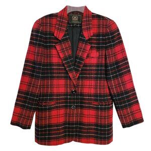 Express Vintage Plaid Wool Blend Blazer Jacket